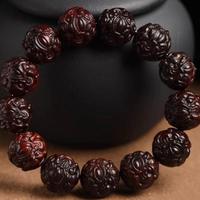 Bracciale Pixiu in legno di sandalo rosso a foglia