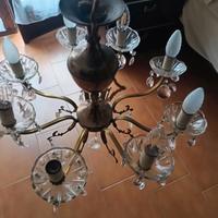 Lampadario Cristallo Vintage Ottone