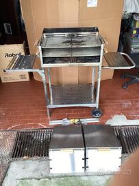 Barbecue acciaio legna/carbonella doppia griglia