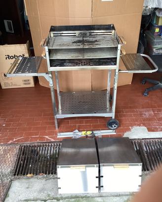 Barbecue acciaio legna/carbonella doppia griglia