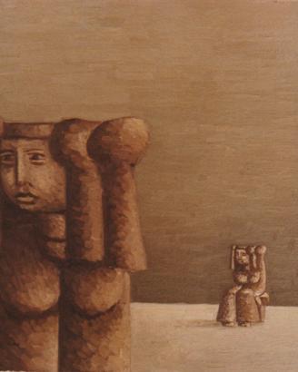 Xante Battaglia, "idoli" Olio su tela
