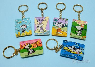 6 x Portachiavi Snoopy Peanuts anni 80 vetroresina