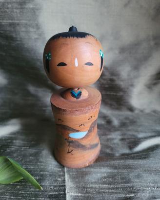 Kokeshi bambola giapponese vintage testa mobile