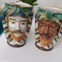 Coppia teste di Moro 25cm Caltagirone