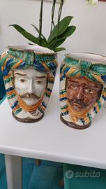 Coppia teste di Moro 25cm Caltagirone