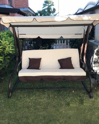 DONDOLO DA GIARDINO 3 POSTI BEIGE E MARRONE