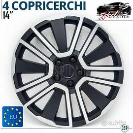 4 Copricerchi Auto 14'' Coppette Silver e Nere
