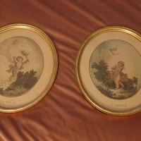 Coppia di stampe antiche con cornice