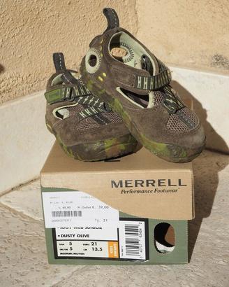 Merrel Scarpe Bambino Sandali Tg. 21 Geko Verdi