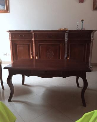 tavolino in legno noce  con cassetto 