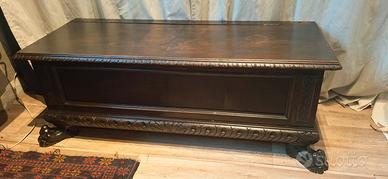 Panca legno stile ‘900 con gambe intagliate 
