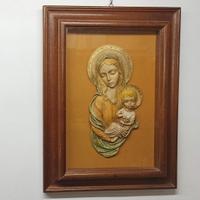 Quadro vintage vecchio sacro  Madonna Bambino Gesù