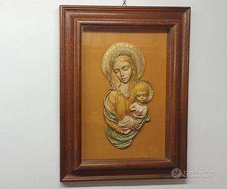 Quadro vintage vecchio sacro  Madonna Bambino Gesù