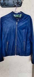 Giacca Pelle Blu donna nuova