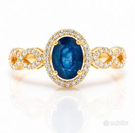 Anello in oro con zaffiro e diamanti 