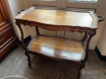 Carrello bar da servizio in legno sagomato rococò