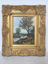 Quadro olio tela:Torrente Impetuoso(cornice legno)