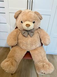 Orso gigante di peluche beige 100 cm con fiocco
