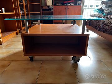 Tavolino da salotto con piano in vetro 75x75x46
