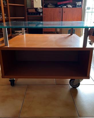 Tavolino da salotto con piano in vetro 75x75x46