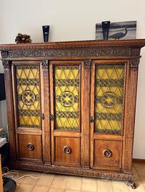 Coppia librerie notarili antiche in noce