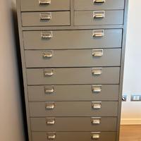 Cassettiera industriale in legno 9 cassetti