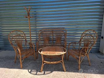 Set salotto vintage in vimini