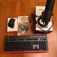 Mouse + Tastiera Gaming + Microfono e IEM + Cavi