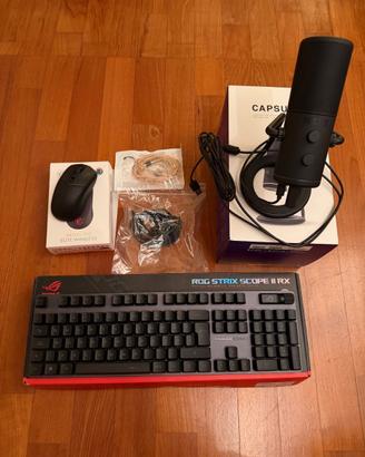 Mouse + Tastiera Gaming + Microfono e IEM + Cavi