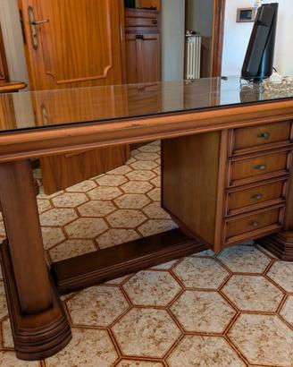 Libreria+Scrivania in legno massello stile classic