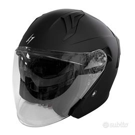 CASCO JET MOTO SCOOTER STORMER RUN NERO OPACO VISI