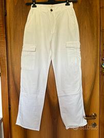 pantalone cargo bianco