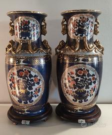 Coppia grandi vasi cinesi blu oro 63 cm