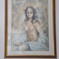 Nudo Di Donna Tela ad Acquarello70x88 Vintage '80