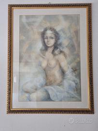 Nudo Di Donna Tela ad Acquarello70x88 Vintage '80