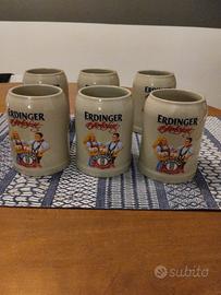 6 boccali da birra in ceramica 