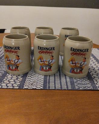 6 boccali da birra in ceramica 
