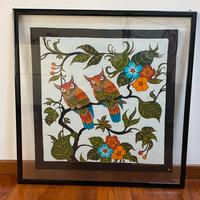 Quadro batic con gufi