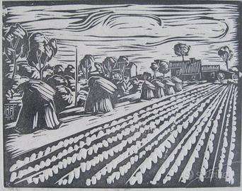 SANTE CANCIAN paesaggio rurale  litografia