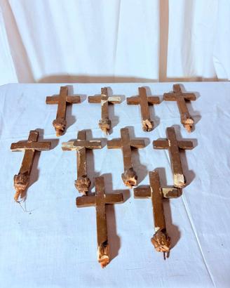 10 antiche croci via Crucis in legno dorato