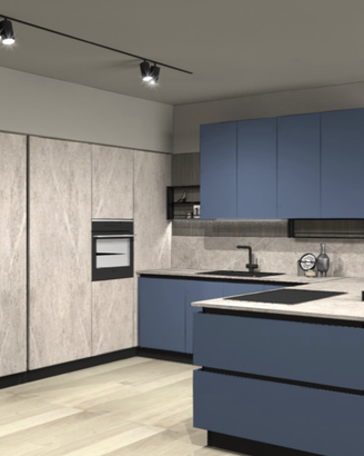 CUCINA CON GOLA A "C" + PENISOLA 250X330X245cm