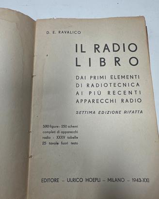 Libro Radiotecnica 1943 Hoepli – Il Radiolibro –