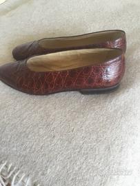 Scarpe donna in coccodrillo color cuoio  n.38
