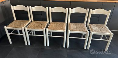 5 sedie legno bianche