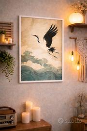 Poster A4 con gru carta fotografica+ cornice frame