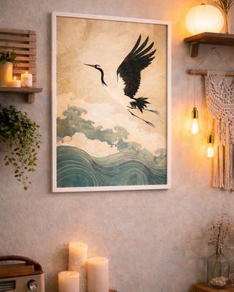 Poster A4 con gru carta fotografica+ cornice frame