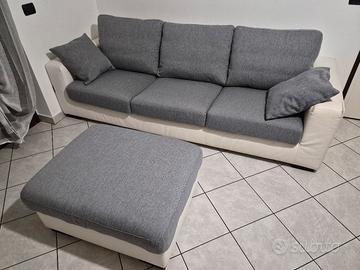 Divano Poltrone Sofà 3 posti con pouf contenitore 