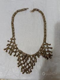 Antica collana o girocollo in alpaca fatto a mano 