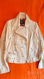 giacca biker in vera pelle