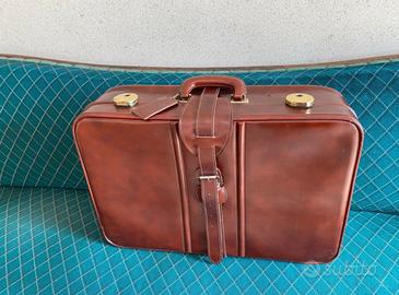 Baule valigia vibtage in cuoio